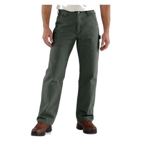 Men's Carhartt Washed Duck Flannel Lined Work Dungaree Pants Photo